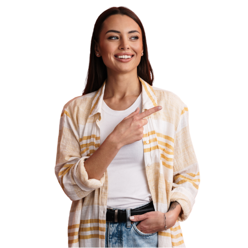 Mulher apontando - Benefícios da Fidelização